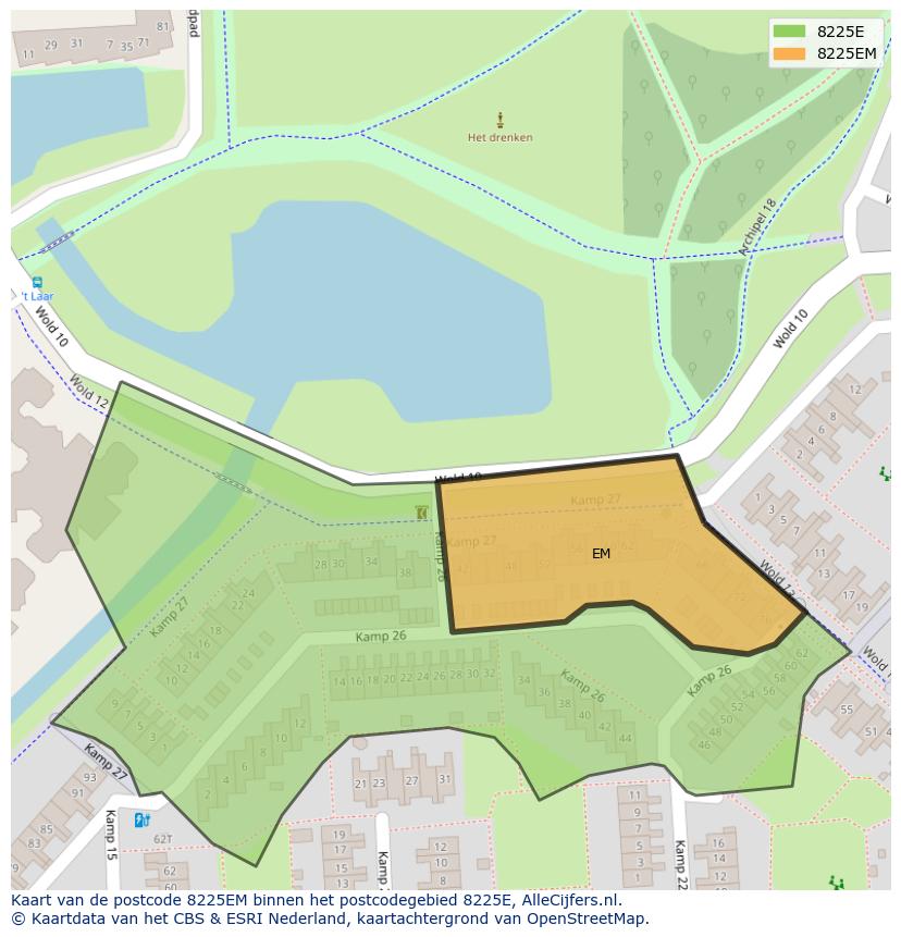 Afbeelding van het postcodegebied 8225 EM op de kaart.