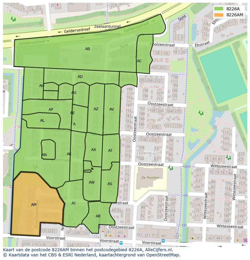 Afbeelding van het postcodegebied 8226 AM op de kaart.