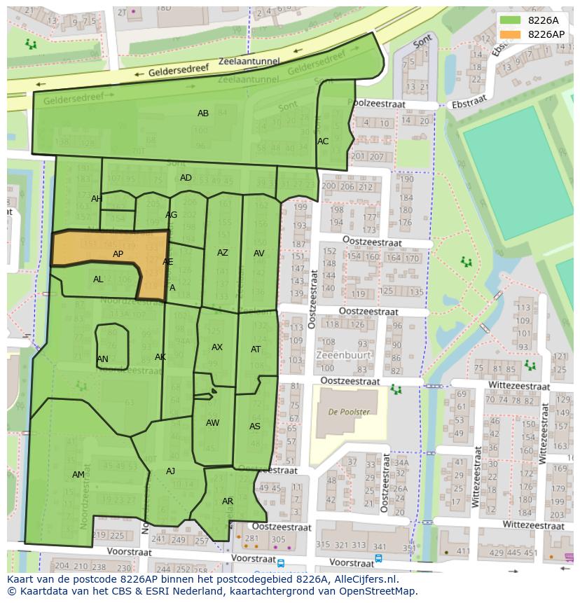 Afbeelding van het postcodegebied 8226 AP op de kaart.