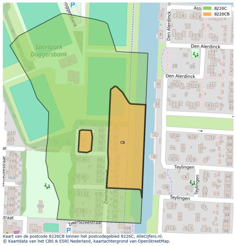 Afbeelding van het postcodegebied 8226 CB op de kaart.