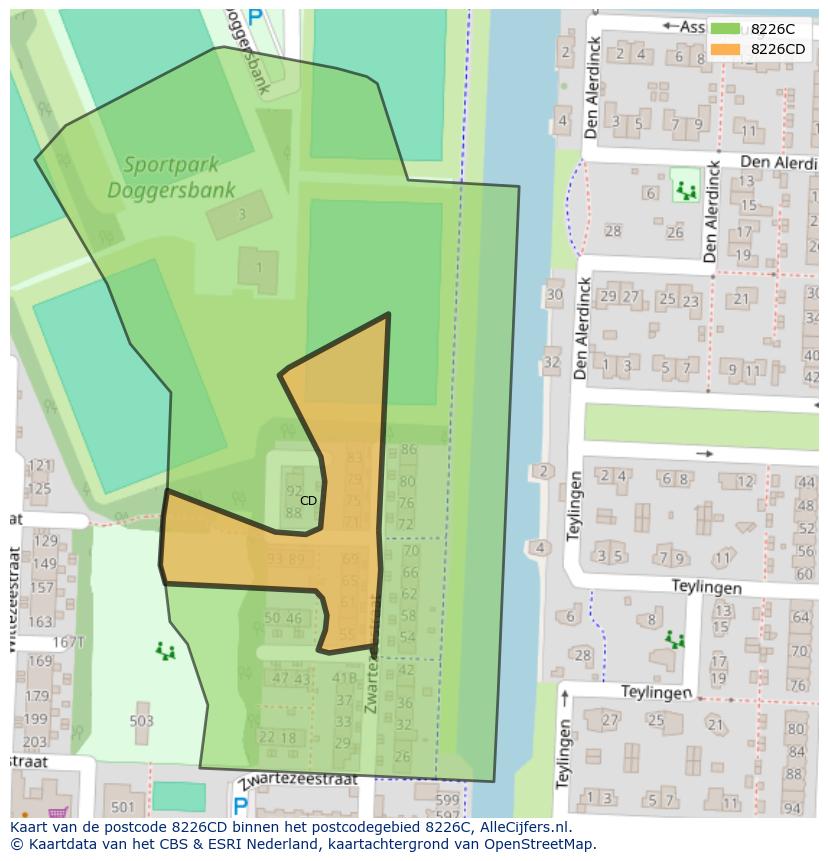 Afbeelding van het postcodegebied 8226 CD op de kaart.