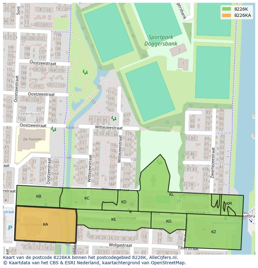 Afbeelding van het postcodegebied 8226 KA op de kaart.