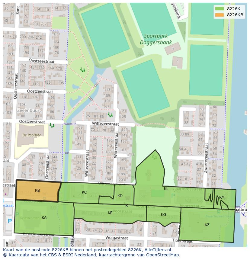Afbeelding van het postcodegebied 8226 KB op de kaart.