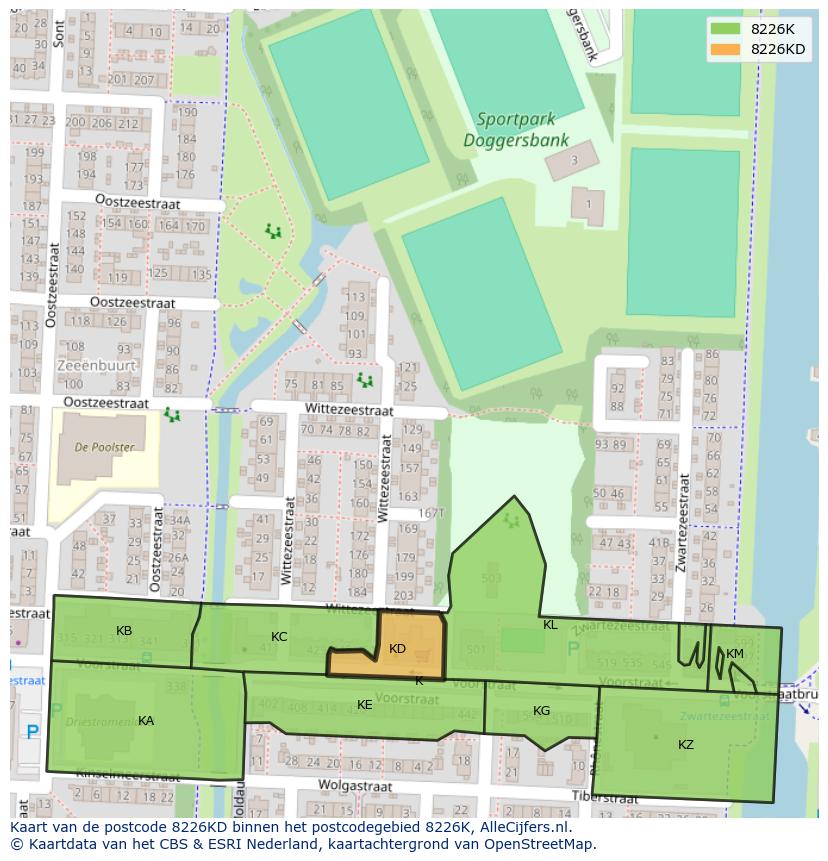 Afbeelding van het postcodegebied 8226 KD op de kaart.