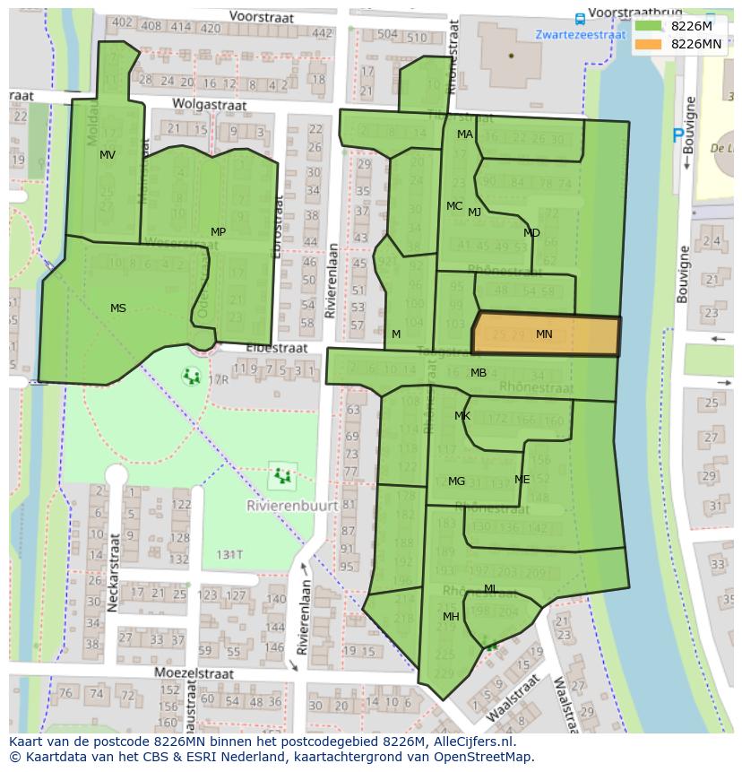 Afbeelding van het postcodegebied 8226 MN op de kaart.