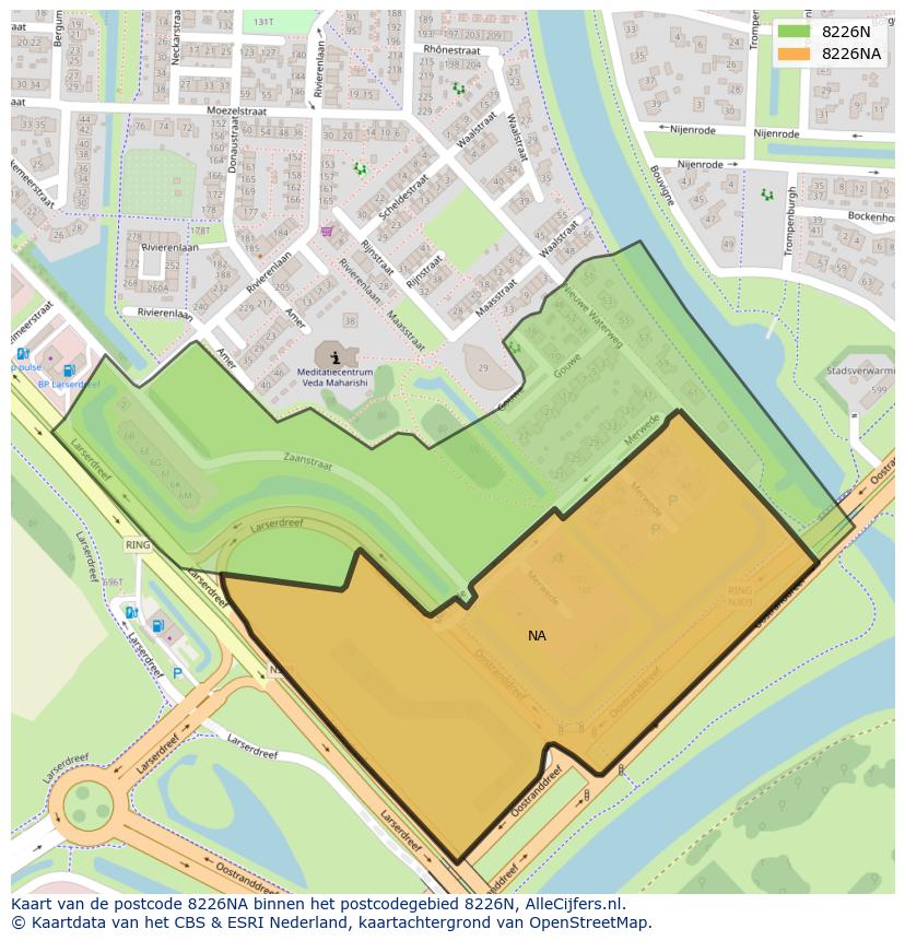 Afbeelding van het postcodegebied 8226 NA op de kaart.