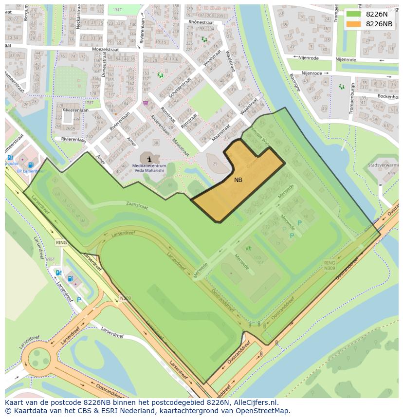 Afbeelding van het postcodegebied 8226 NB op de kaart.