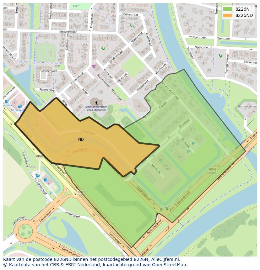 Afbeelding van het postcodegebied 8226 ND op de kaart.
