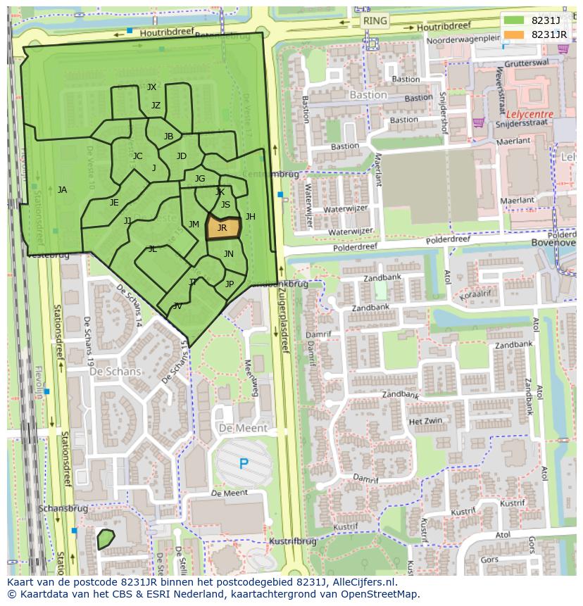Afbeelding van het postcodegebied 8231 JR op de kaart.
