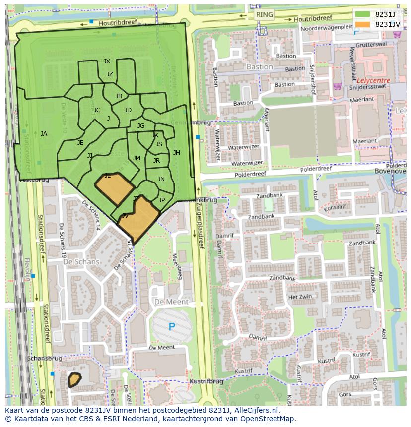 Afbeelding van het postcodegebied 8231 JV op de kaart.