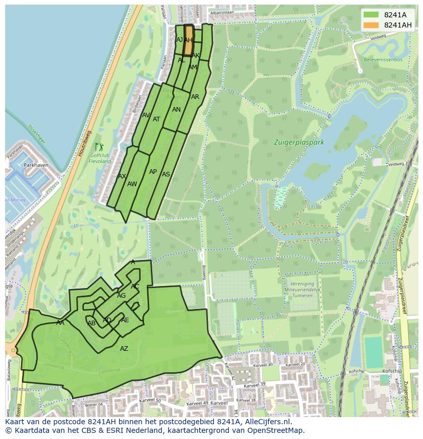 Afbeelding van het postcodegebied 8241 AH op de kaart.