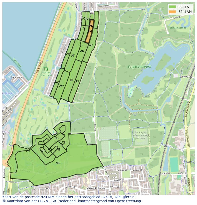Afbeelding van het postcodegebied 8241 AM op de kaart.