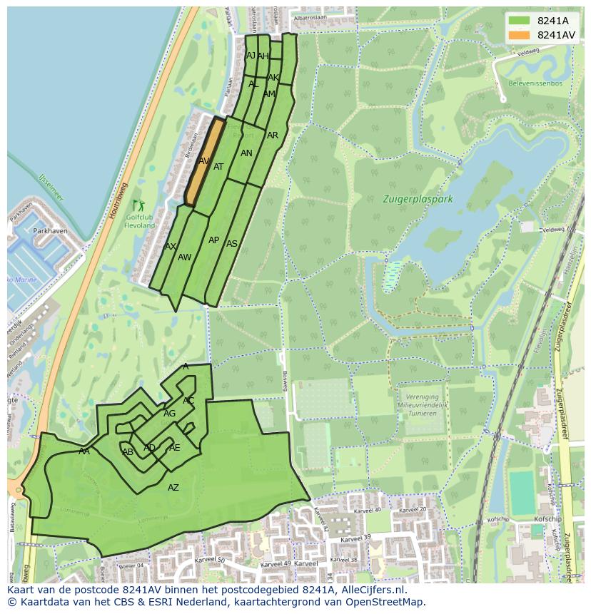 Afbeelding van het postcodegebied 8241 AV op de kaart.
