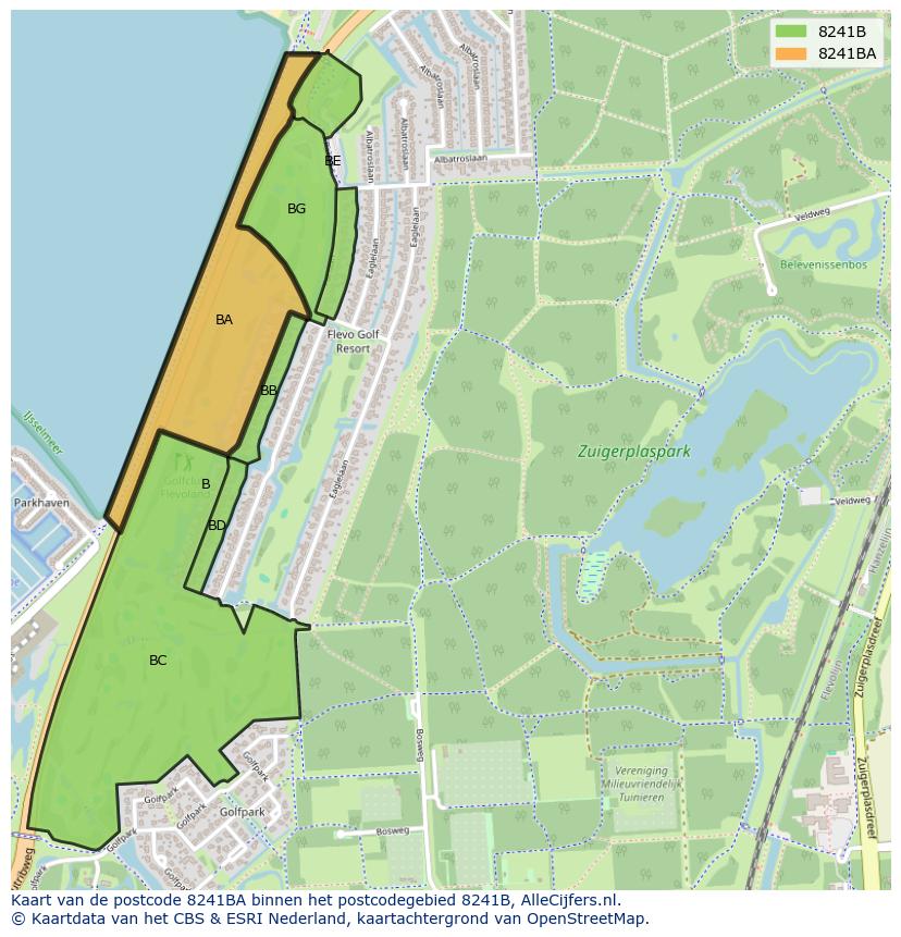 Afbeelding van het postcodegebied 8241 BA op de kaart.