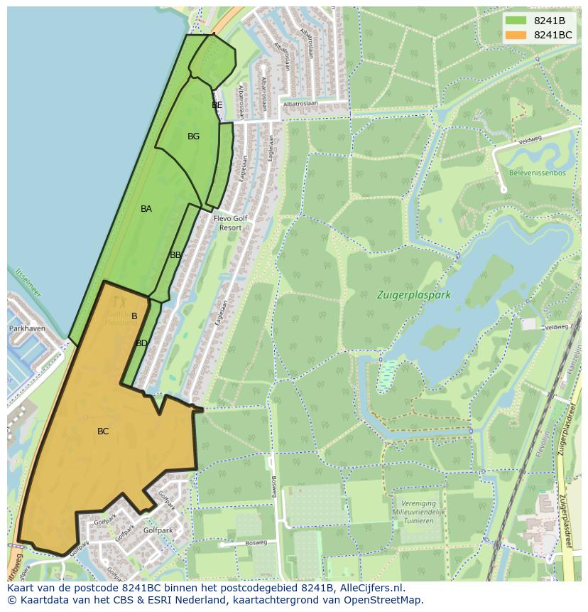 Afbeelding van het postcodegebied 8241 BC op de kaart.