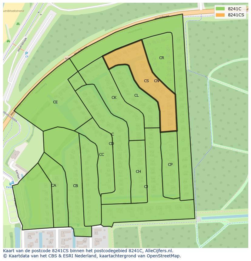 Afbeelding van het postcodegebied 8241 CS op de kaart.