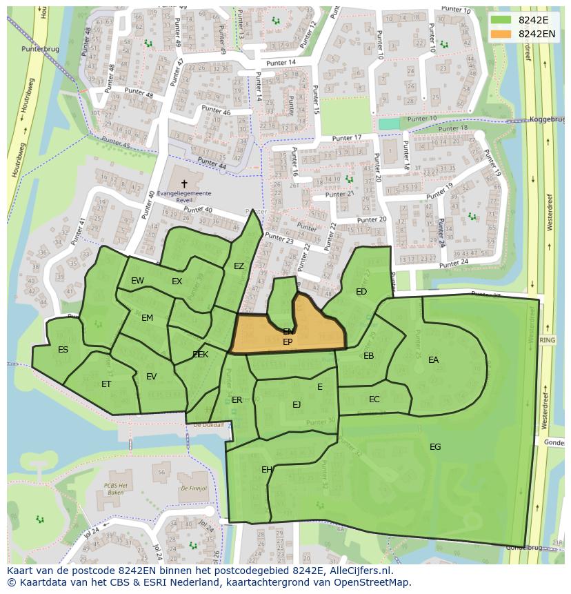 Afbeelding van het postcodegebied 8242 EN op de kaart.