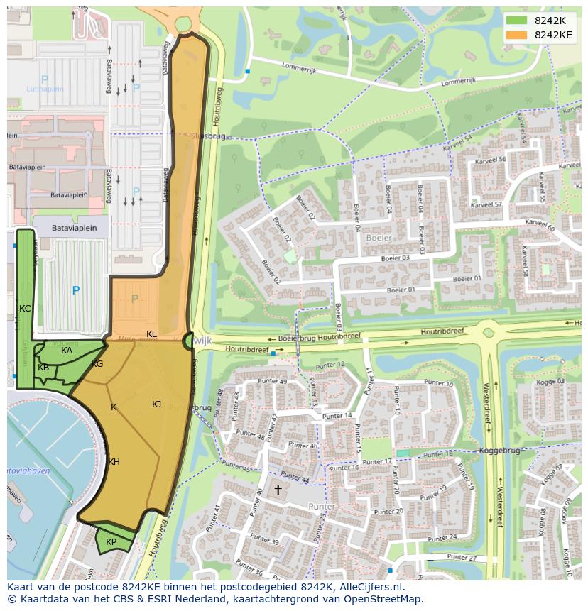 Afbeelding van het postcodegebied 8242 KE op de kaart.