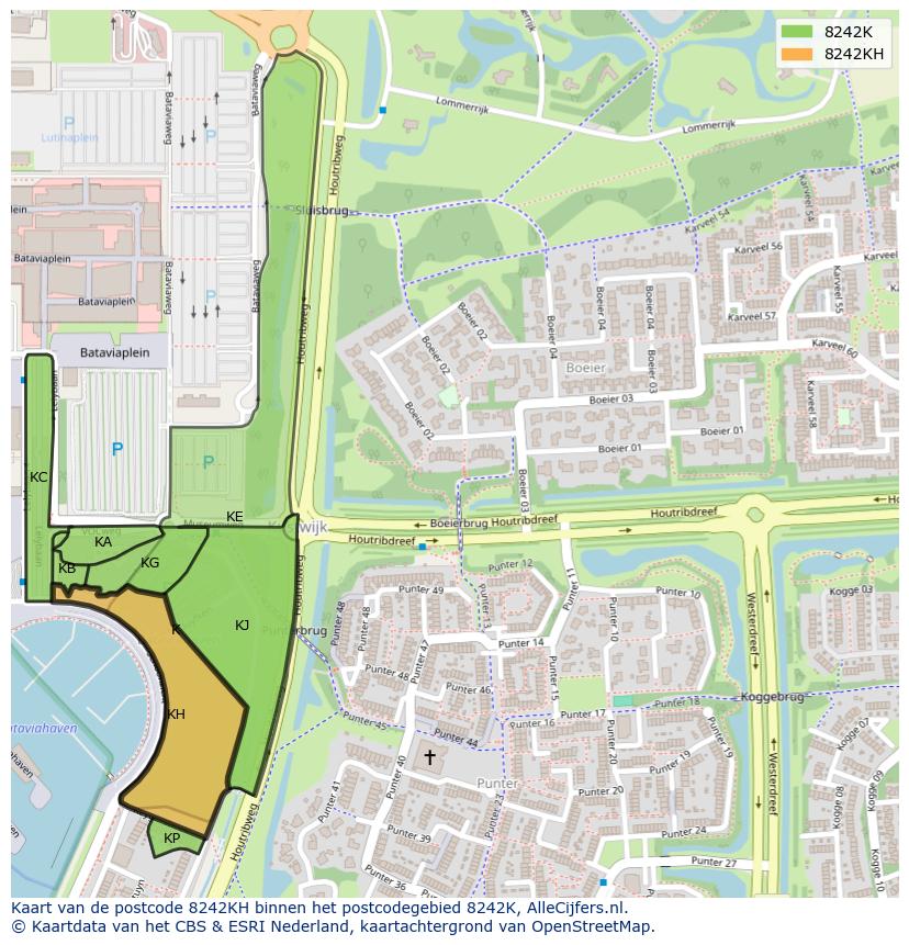 Afbeelding van het postcodegebied 8242 KH op de kaart.