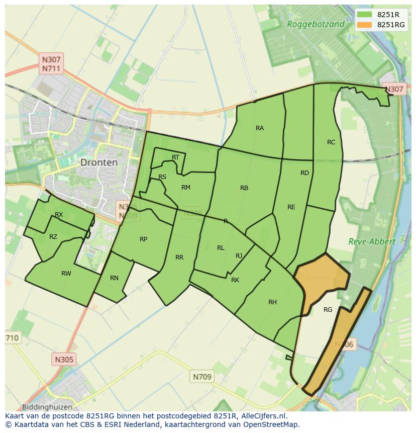 Afbeelding van het postcodegebied 8251 RG op de kaart.