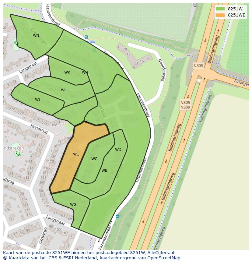 Afbeelding van het postcodegebied 8251 WE op de kaart.