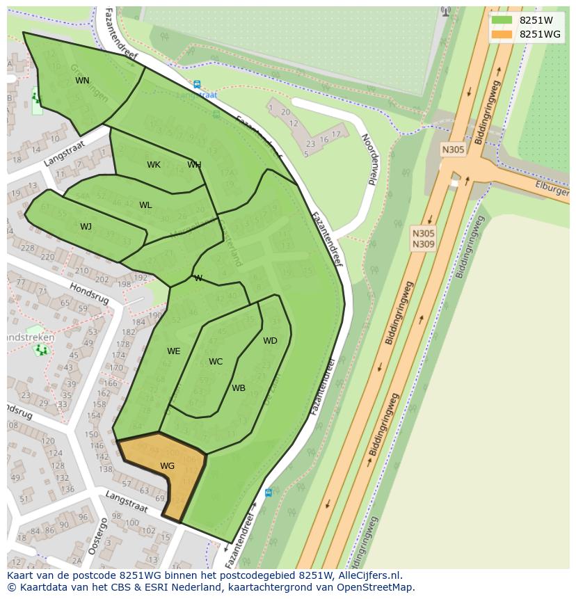 Afbeelding van het postcodegebied 8251 WG op de kaart.