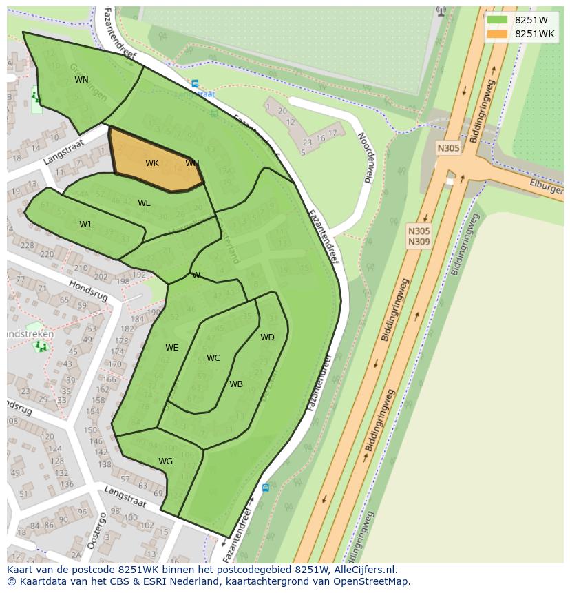 Afbeelding van het postcodegebied 8251 WK op de kaart.