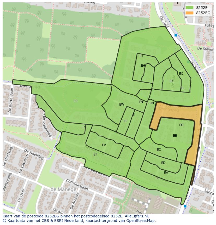 Afbeelding van het postcodegebied 8252 EG op de kaart.