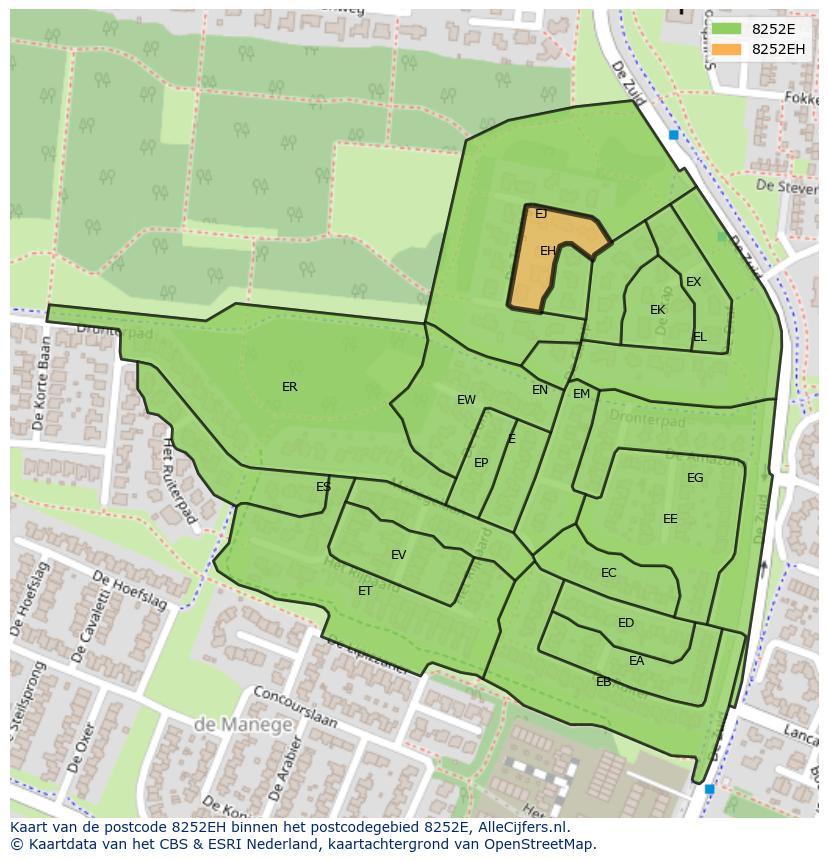 Afbeelding van het postcodegebied 8252 EH op de kaart.