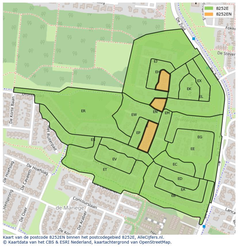 Afbeelding van het postcodegebied 8252 EN op de kaart.