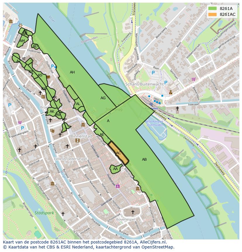 Afbeelding van het postcodegebied 8261 AC op de kaart.