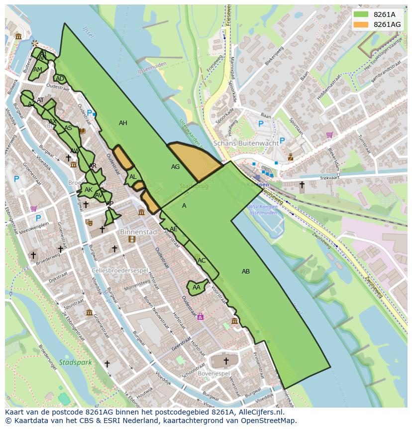 Afbeelding van het postcodegebied 8261 AG op de kaart.