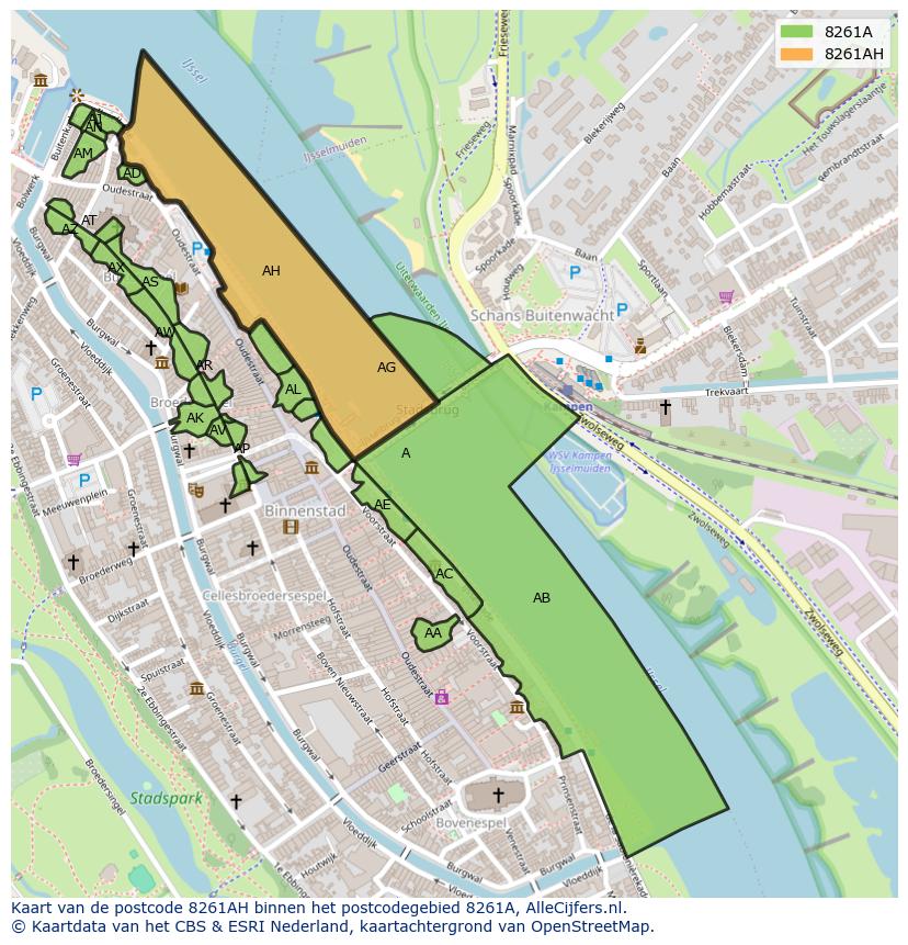 Afbeelding van het postcodegebied 8261 AH op de kaart.