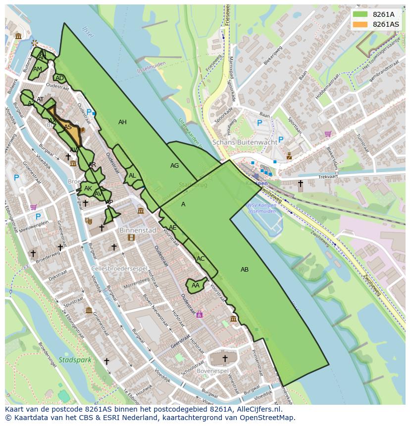 Afbeelding van het postcodegebied 8261 AS op de kaart.