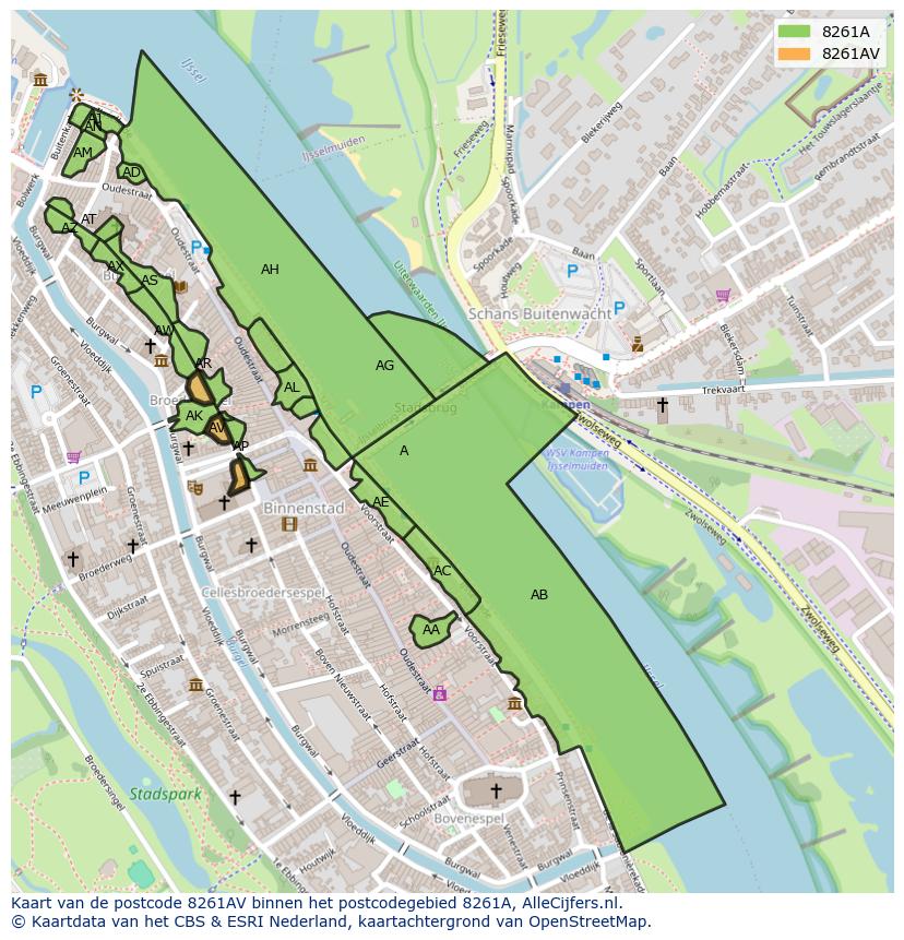 Afbeelding van het postcodegebied 8261 AV op de kaart.