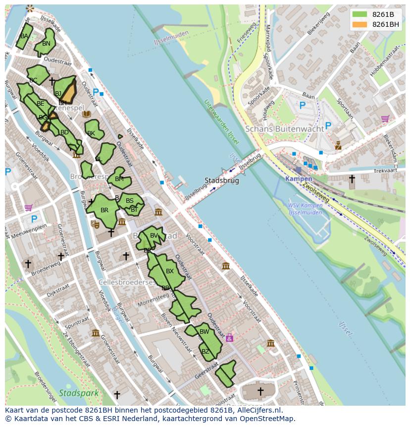 Afbeelding van het postcodegebied 8261 BH op de kaart.