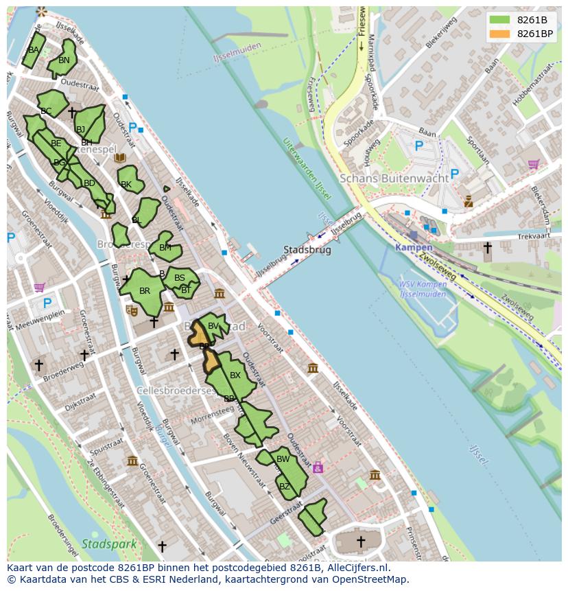 Afbeelding van het postcodegebied 8261 BP op de kaart.