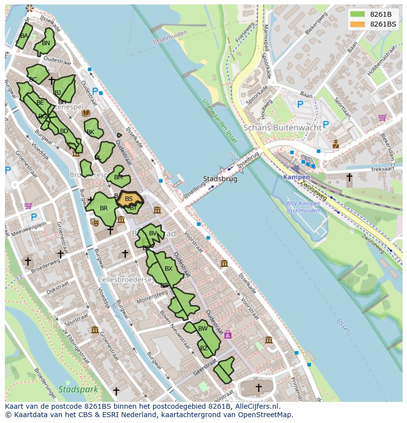 Afbeelding van het postcodegebied 8261 BS op de kaart.