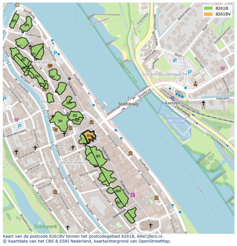 Afbeelding van het postcodegebied 8261 BV op de kaart.