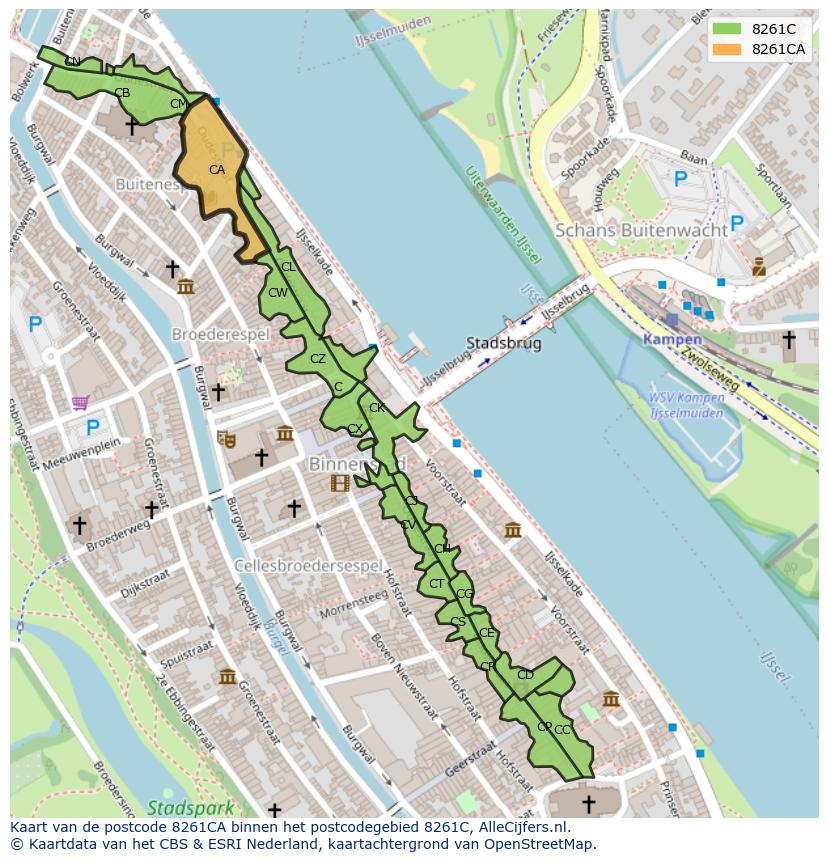 Afbeelding van het postcodegebied 8261 CA op de kaart.