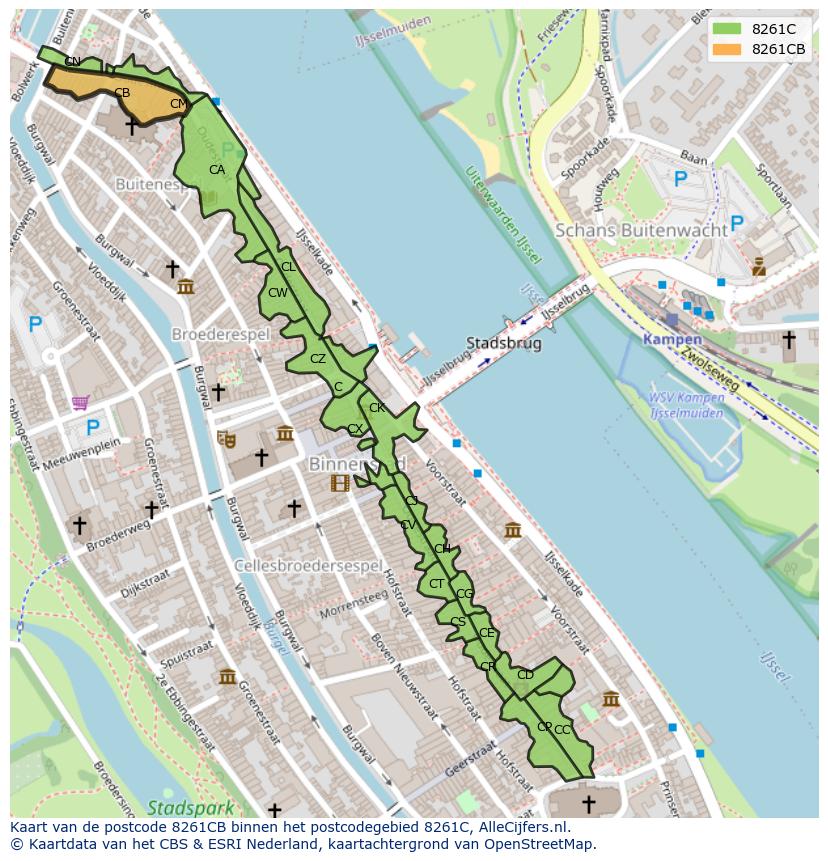 Afbeelding van het postcodegebied 8261 CB op de kaart.