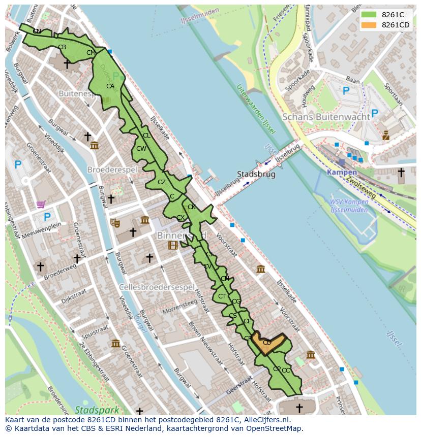 Afbeelding van het postcodegebied 8261 CD op de kaart.