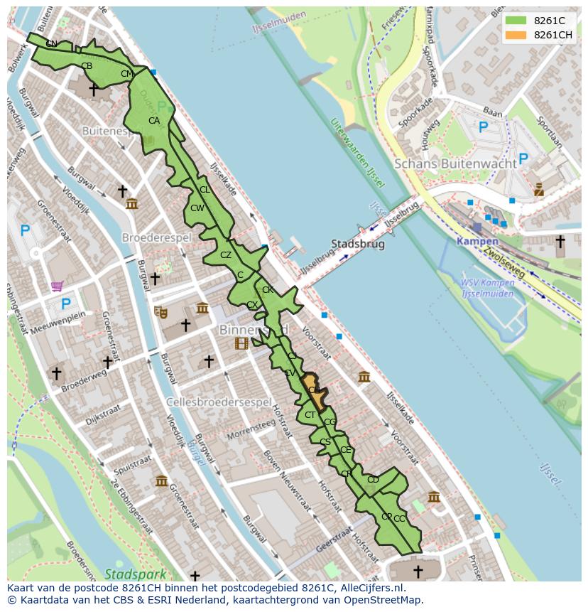 Afbeelding van het postcodegebied 8261 CH op de kaart.