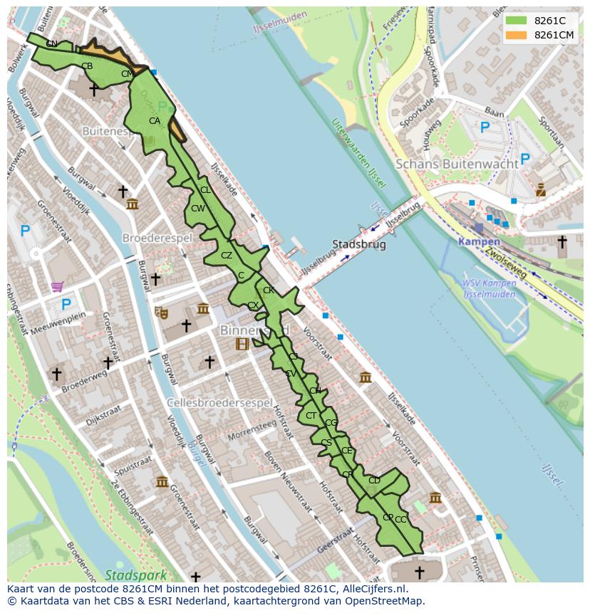 Afbeelding van het postcodegebied 8261 CM op de kaart.
