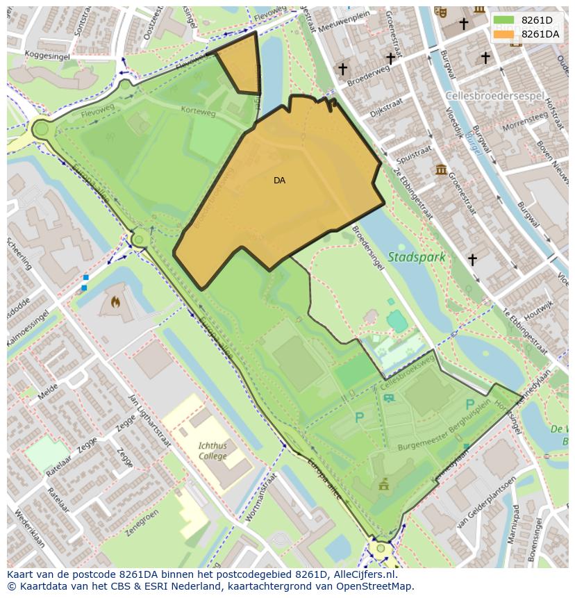 Afbeelding van het postcodegebied 8261 DA op de kaart.