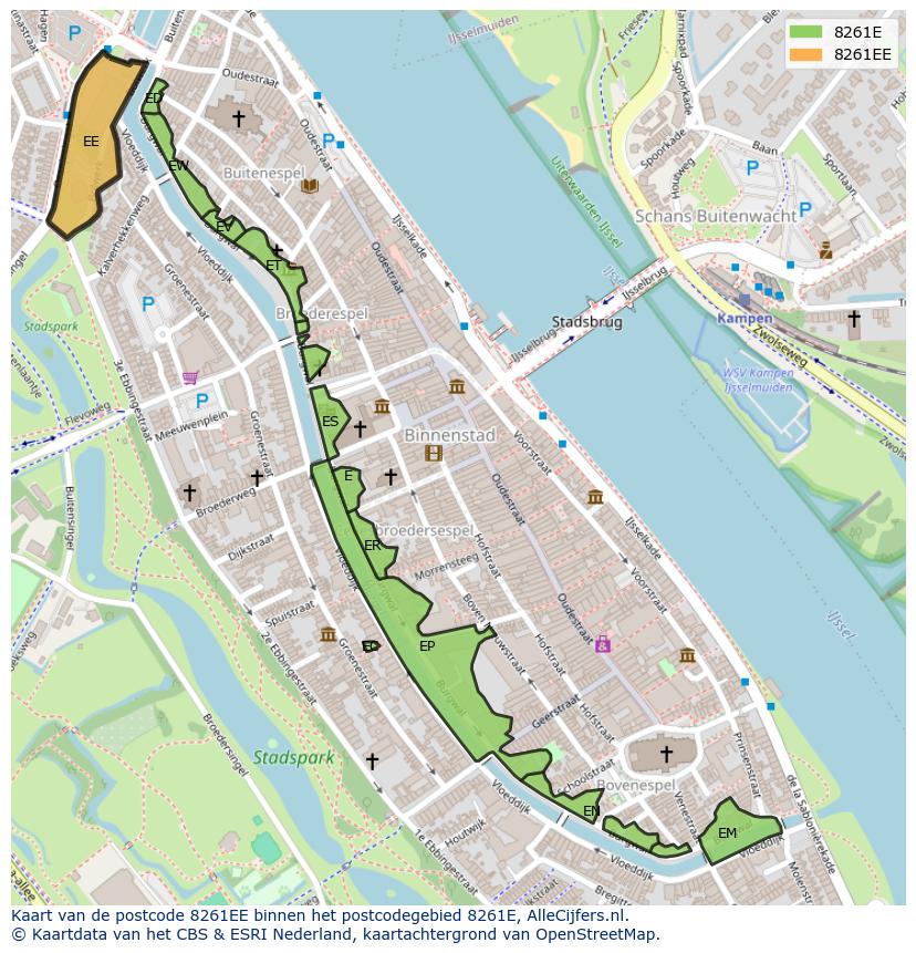 Afbeelding van het postcodegebied 8261 EE op de kaart.