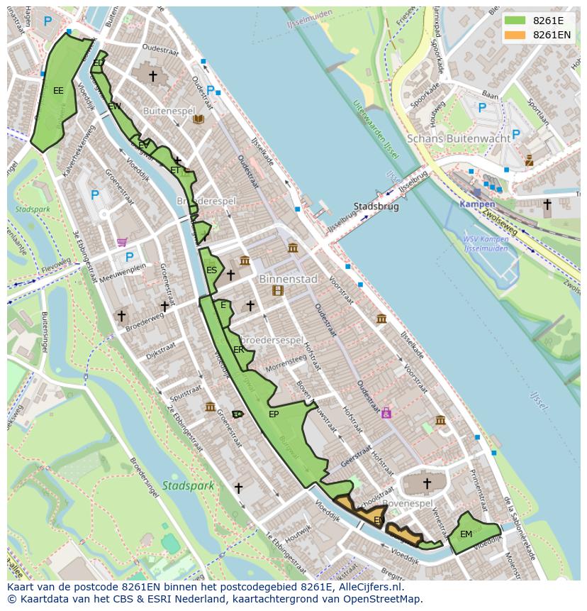 Afbeelding van het postcodegebied 8261 EN op de kaart.