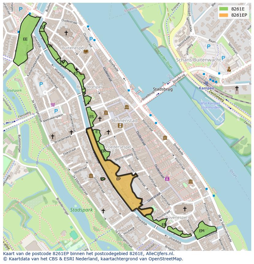 Afbeelding van het postcodegebied 8261 EP op de kaart.