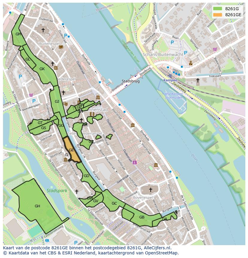 Afbeelding van het postcodegebied 8261 GE op de kaart.