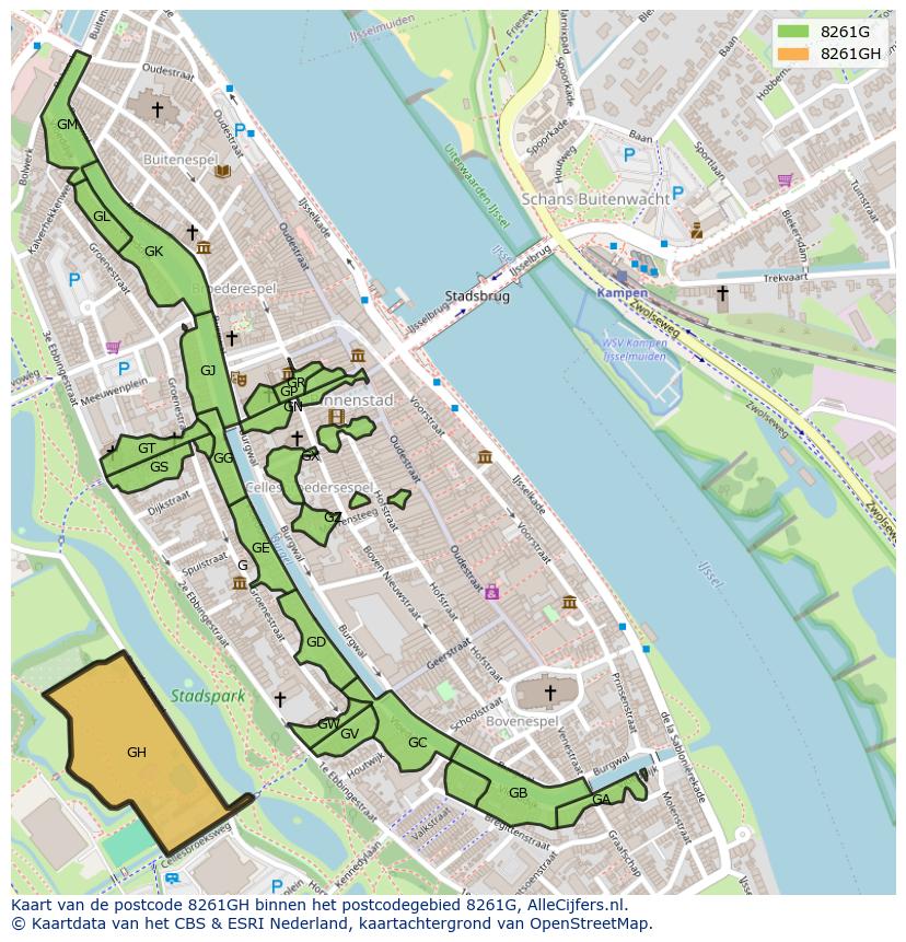 Afbeelding van het postcodegebied 8261 GH op de kaart.